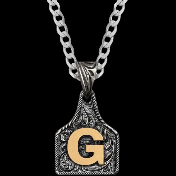 Mini Initial Cow Tag Necklace 